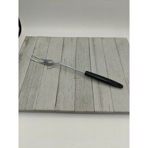 Vintage EKCO #4 Chromium Solid Meat Utility Fork Black Handle 12 1/2"